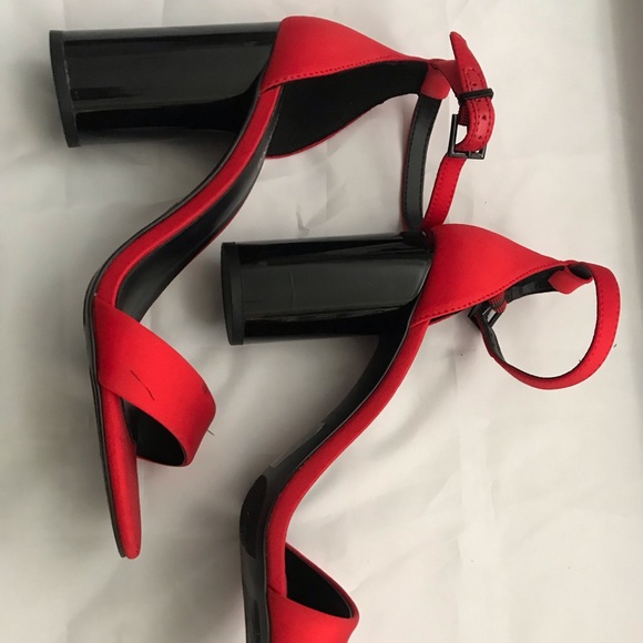 Call It Spring, red, microfibre, open toe, round platform heels. - Picture 3 of 6
